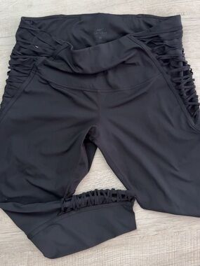Nike Black Athletic Shorts with Side Lattice Detail